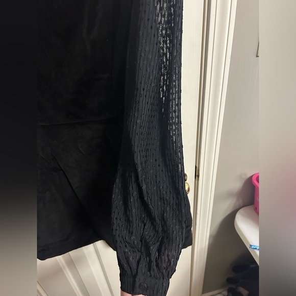 Paris Atelier & Other Stories Layered Clover Mini Dress Black Velvet Size 6 NWT - Picture 5 of 6